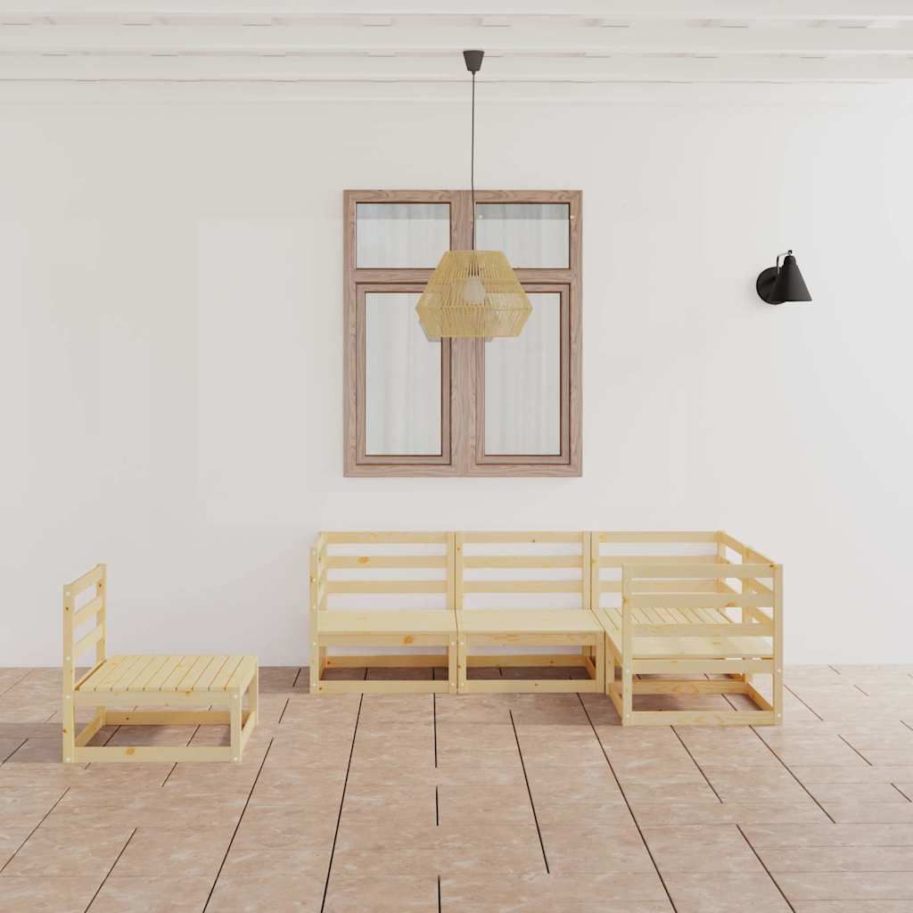 Set Divani da Giardino 5 pz in Legno Massello di Pino vidaXL