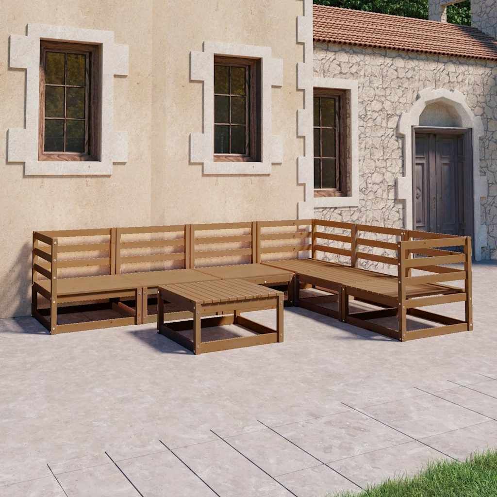 Set Salotto da Giardino 7pz Marrone Ambra Legno Massello Pino vidaXL