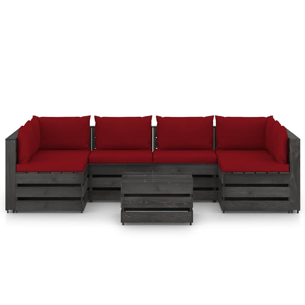 Set Salotto da Giardino con Cuscini 7pz Legno Impregnato Grigio vidaXL