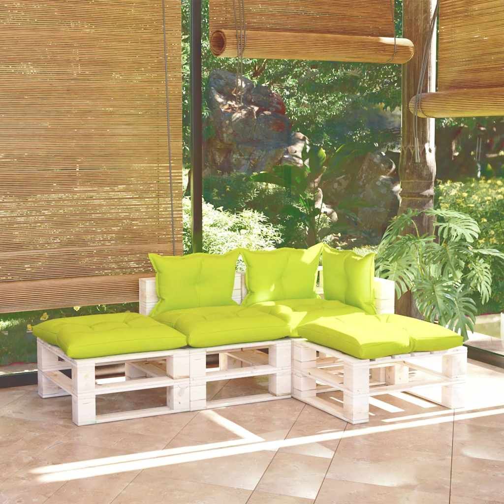 Salotto Giardino in Pallet con Cuscini 4 pz in Legno di Pino vidaXL