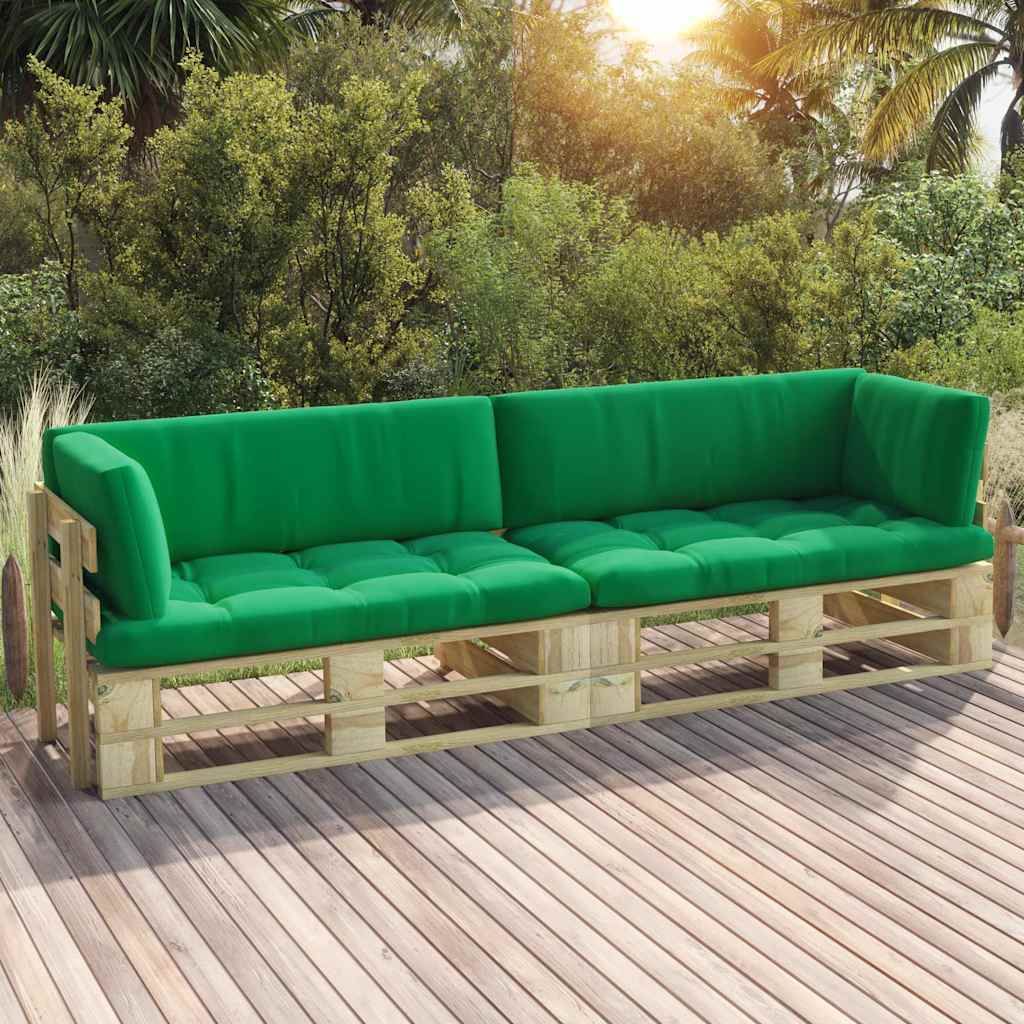 Divano a 2 Posti su Pallet con Cuscini in Pino Impregnato Verde vidaXL