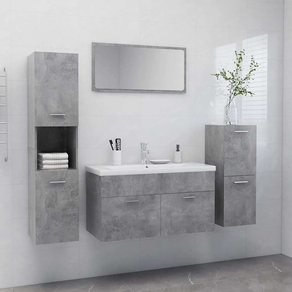 Set Mobili da Bagno Grigio Cemento in Legno Multistrato vidaXL