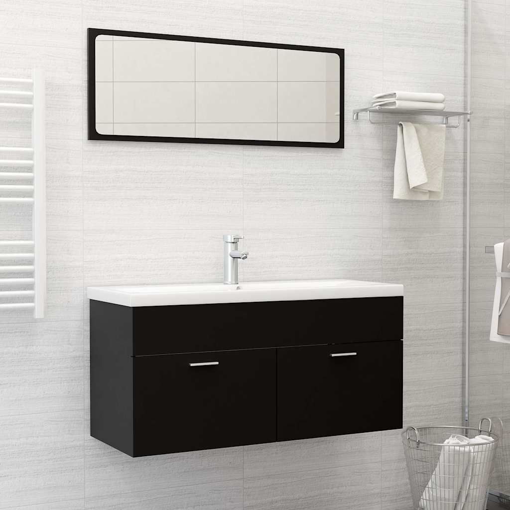 Set Mobili da Bagno Nero in Legno Multistrato vidaXL