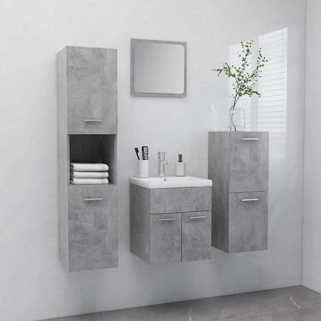 Set Mobili da Bagno Grigio Cemento in Legno Multistrato vidaXL