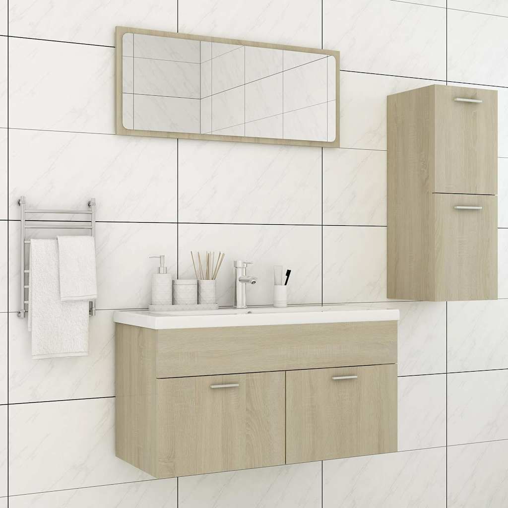 Set Mobili da Bagno Rovere Sonoma in Truciolato vidaXL
