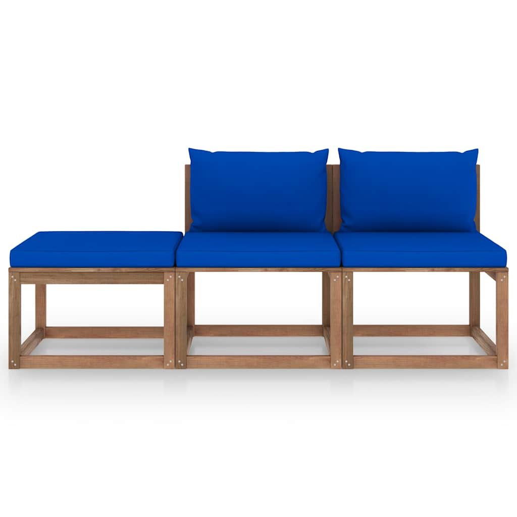 Set Salotto Giardino Pallet Cuscini 3 pz Legno Pino Impregnato vidaXL