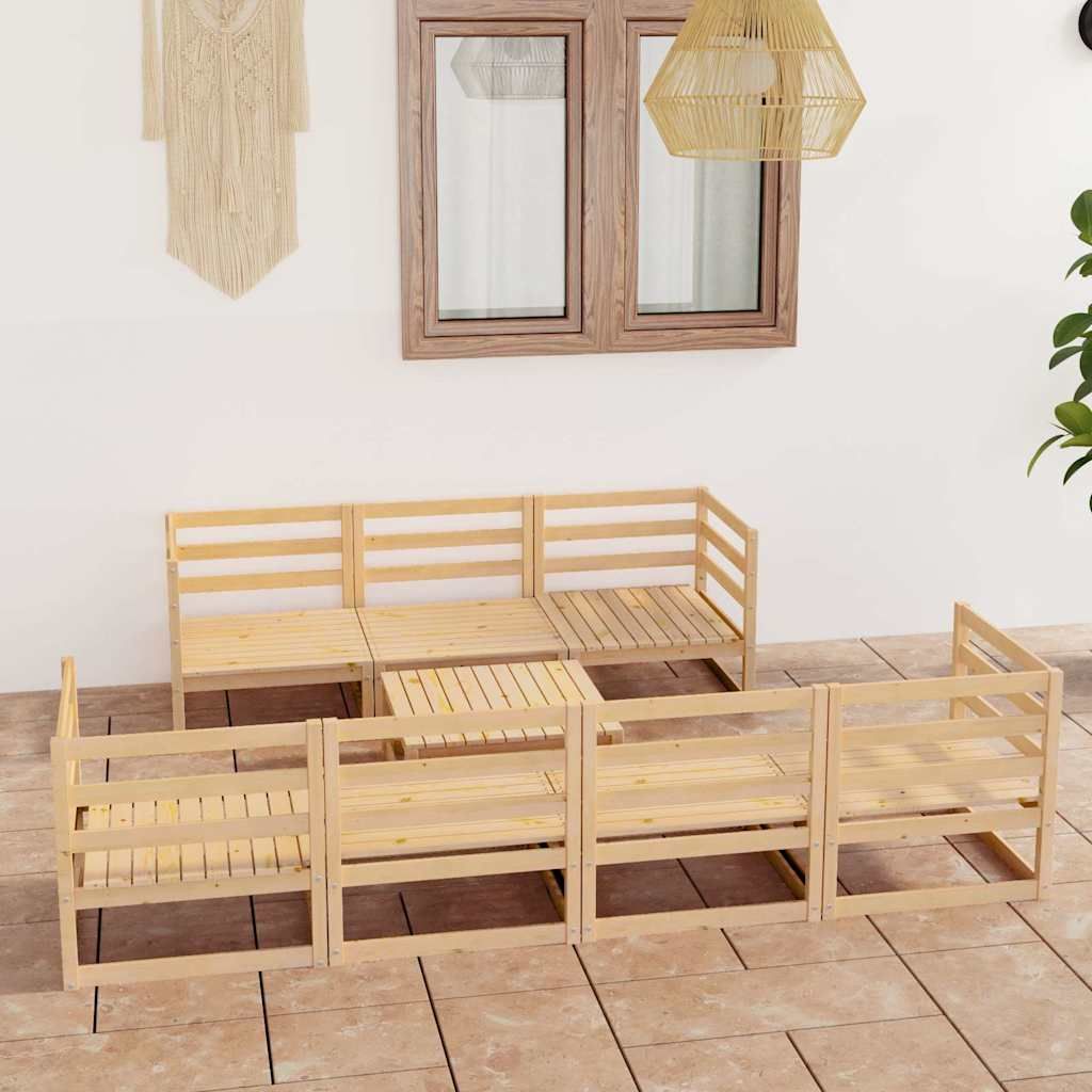 Set Divani da Giardino 8 pz in Legno Massello di Pino vidaXL