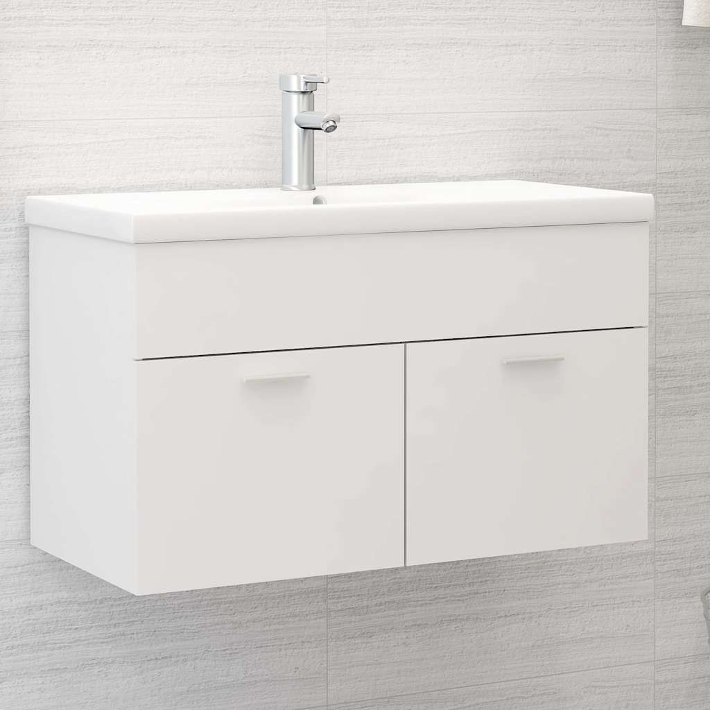 Mobile da Bagno con Lavabo Integrato Bianco in Truciolato vidaXL