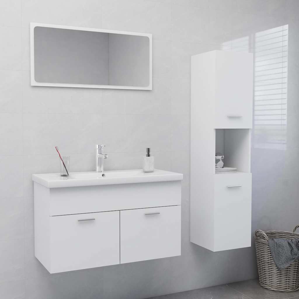 Set Mobili da Bagno Bianco in Truciolato vidaXL