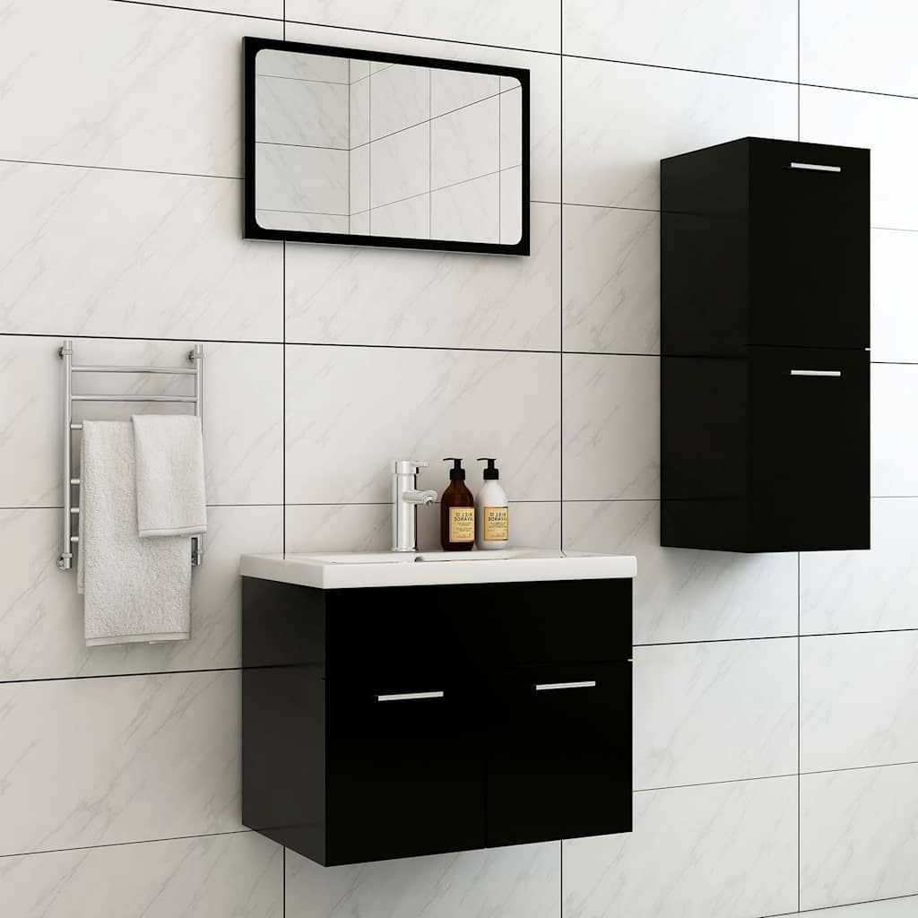 Set Mobili da Bagno Nero in Truciolato vidaXL
