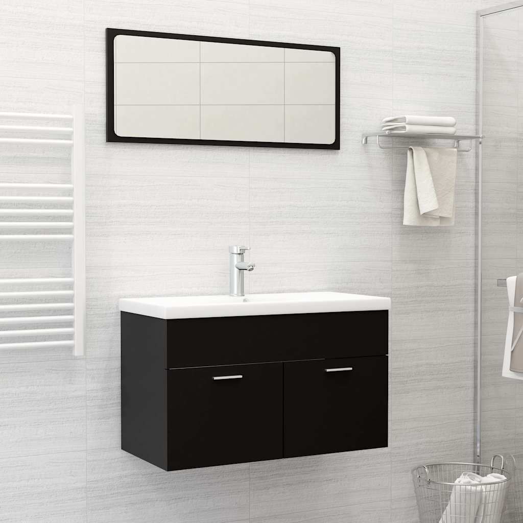 Set Mobili da Bagno Nero in Legno Multistrato vidaXL