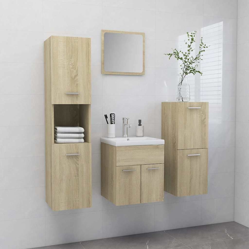 Set Mobili da Bagno Rovere Sonoma in Legno Multistrato vidaXL