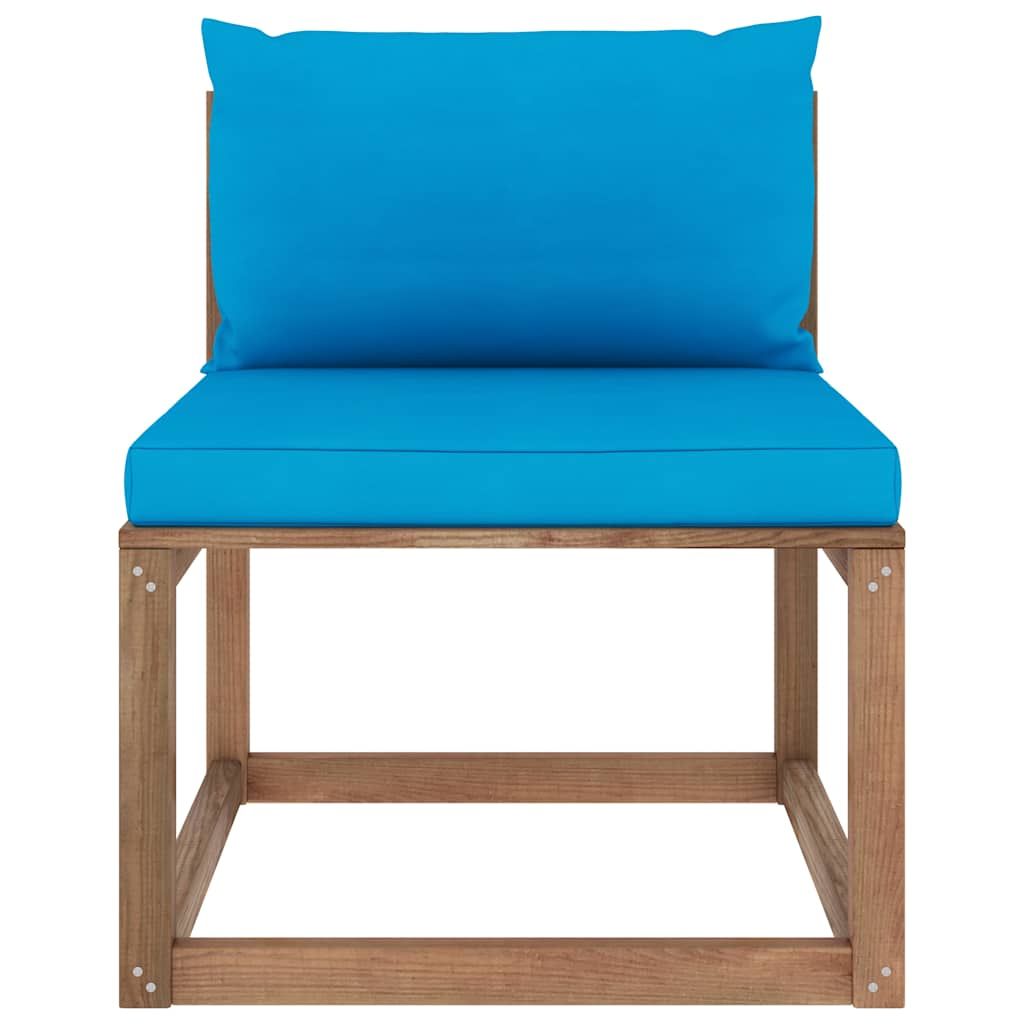 Divano Centrale da Giardino su Pallet con Cuscini Azzurro vidaXL