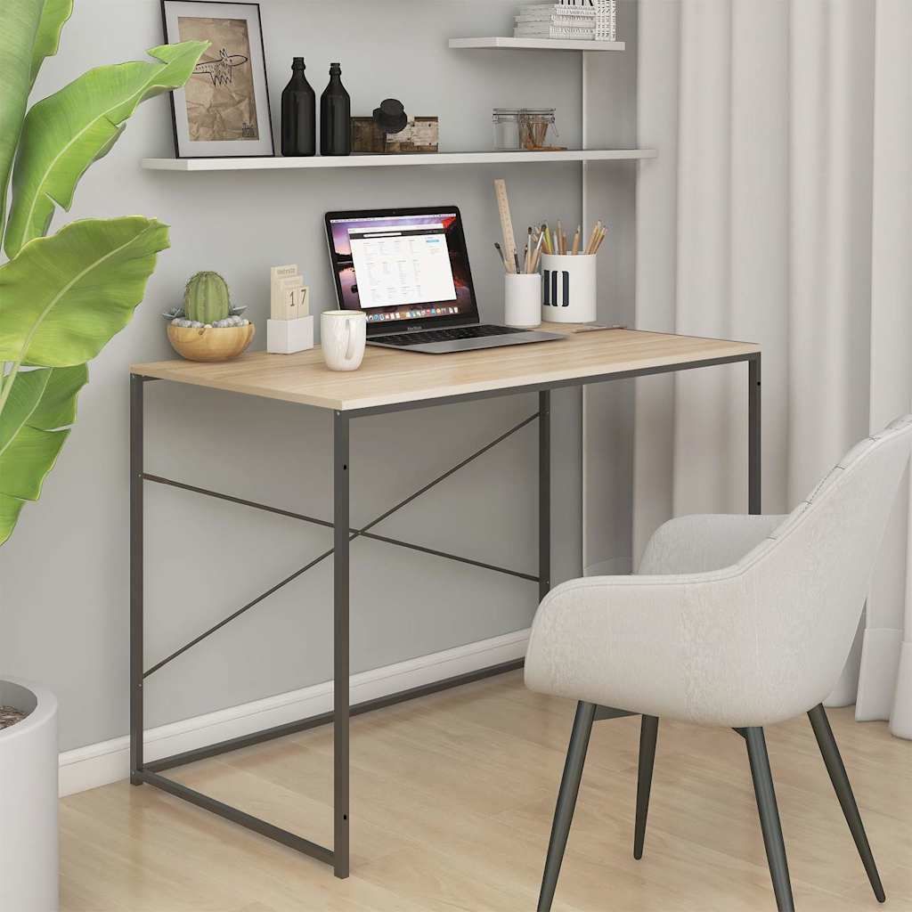 Scrivania Computer Nera e Rovere 110x60x70cm Legno Multistrato vidaXL