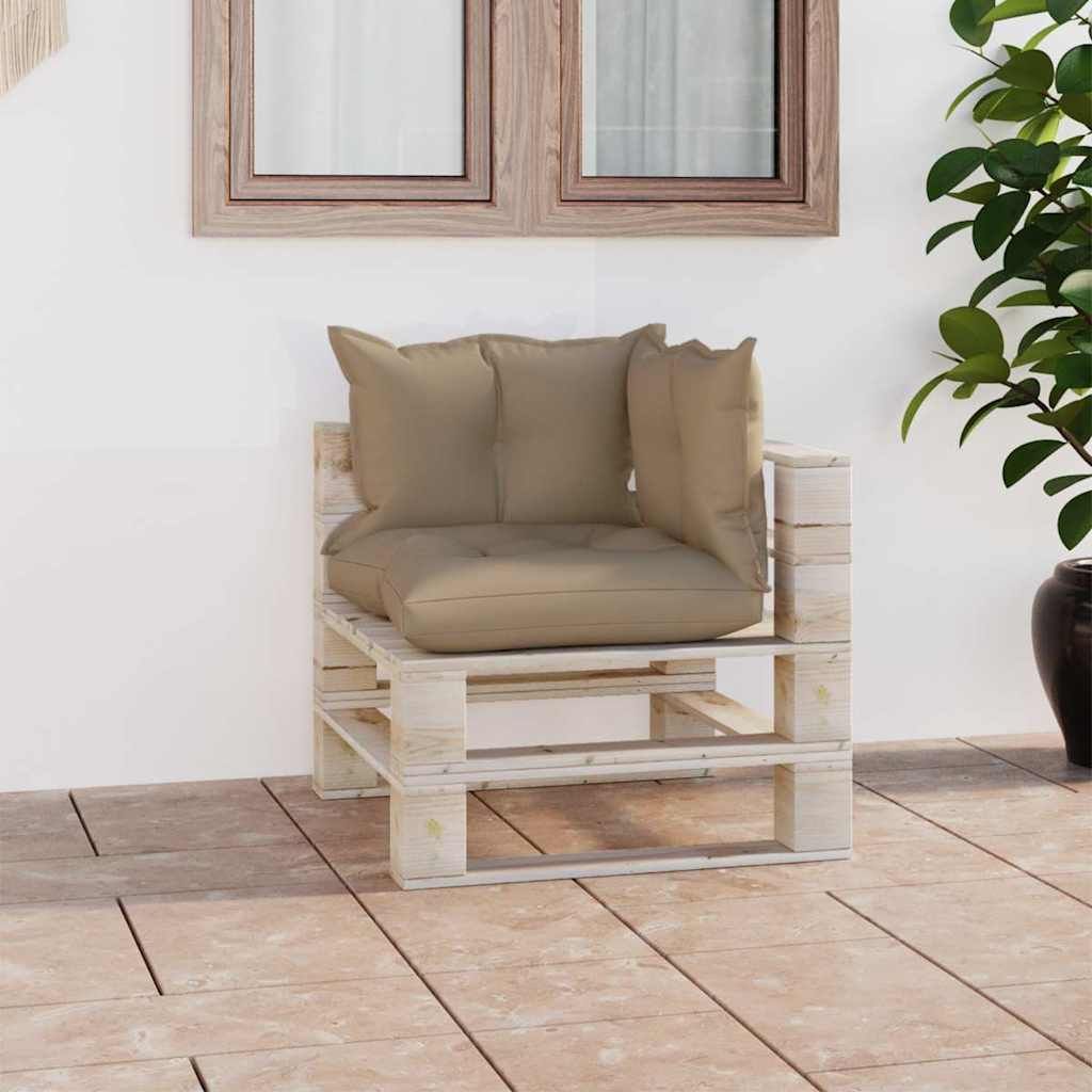 Divano Angolo da Giardino su Pallet e Cuscini in Legno di Pino vidaXL