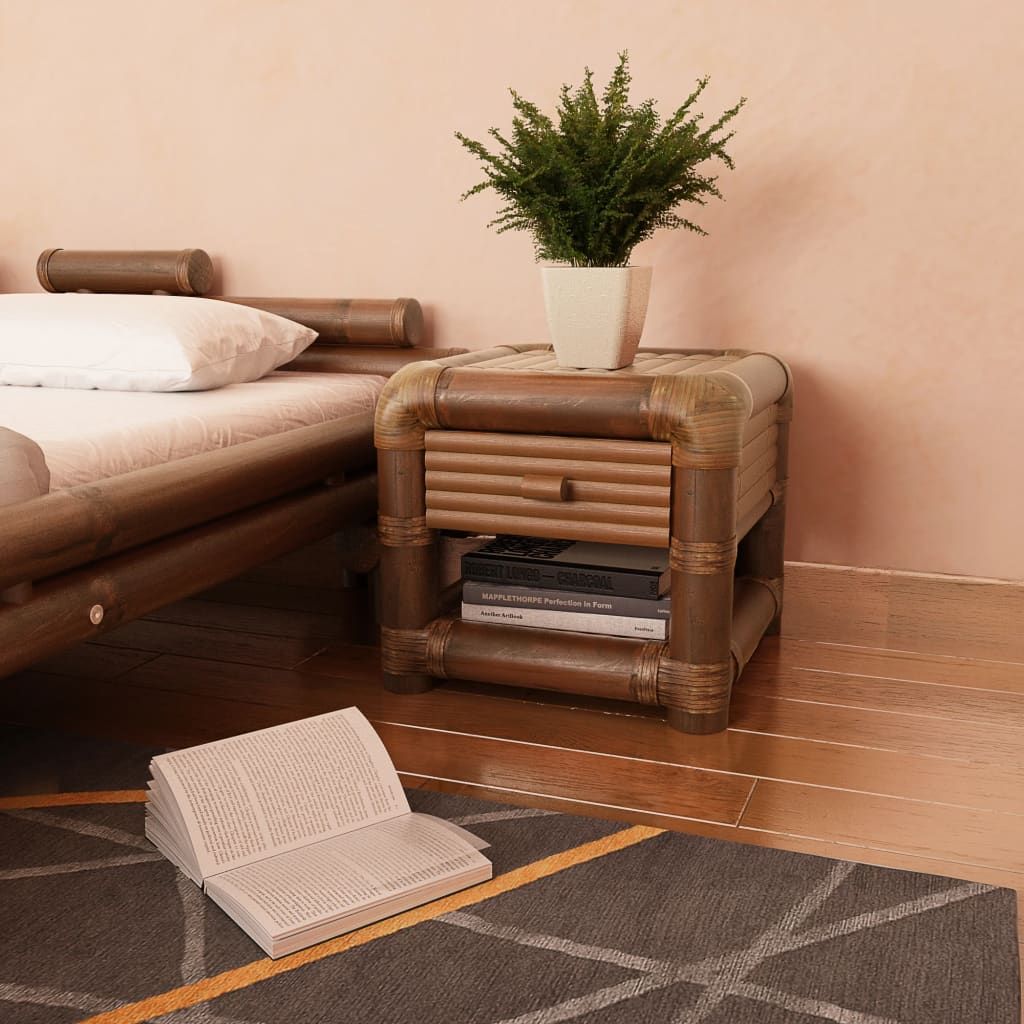 Comodino 45x45x40 cm in Bambù Marrone Scuro vidaXL