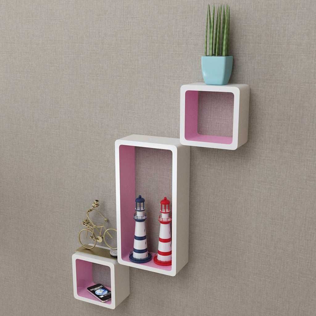 Mensole a Cubo da Parete 6 pz Bianco e Rosa vidaXL
