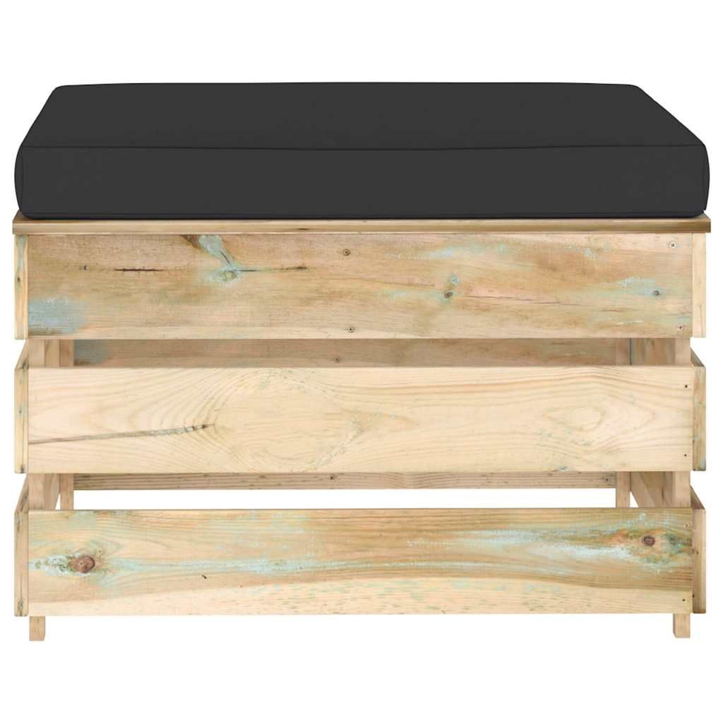 Ottomana Modulare con Cuscino in Legno Impregnato Verde vidaXL