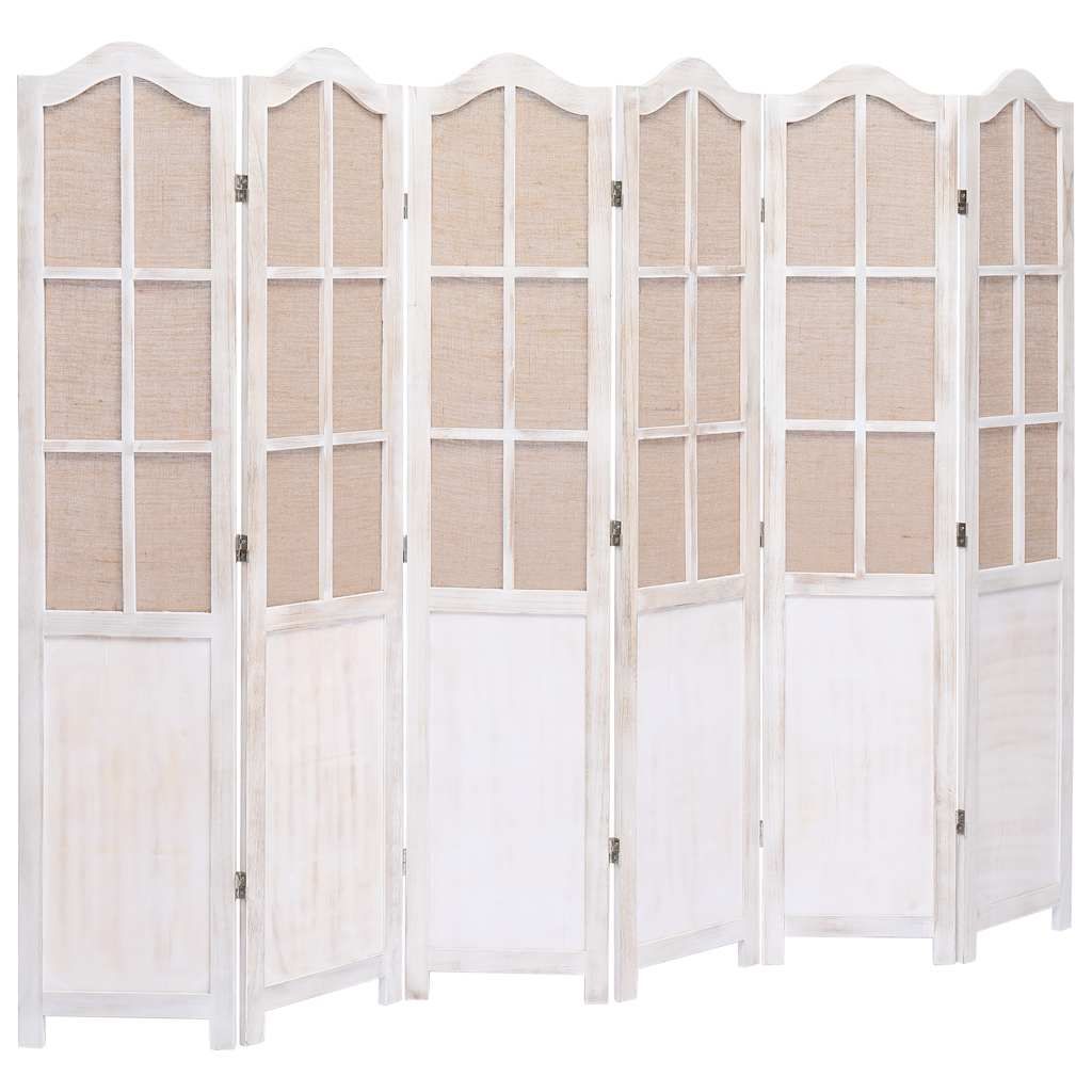 Divisorio a 6 Pannelli Bianco 210x165 cm in Tessuto vidaXL
