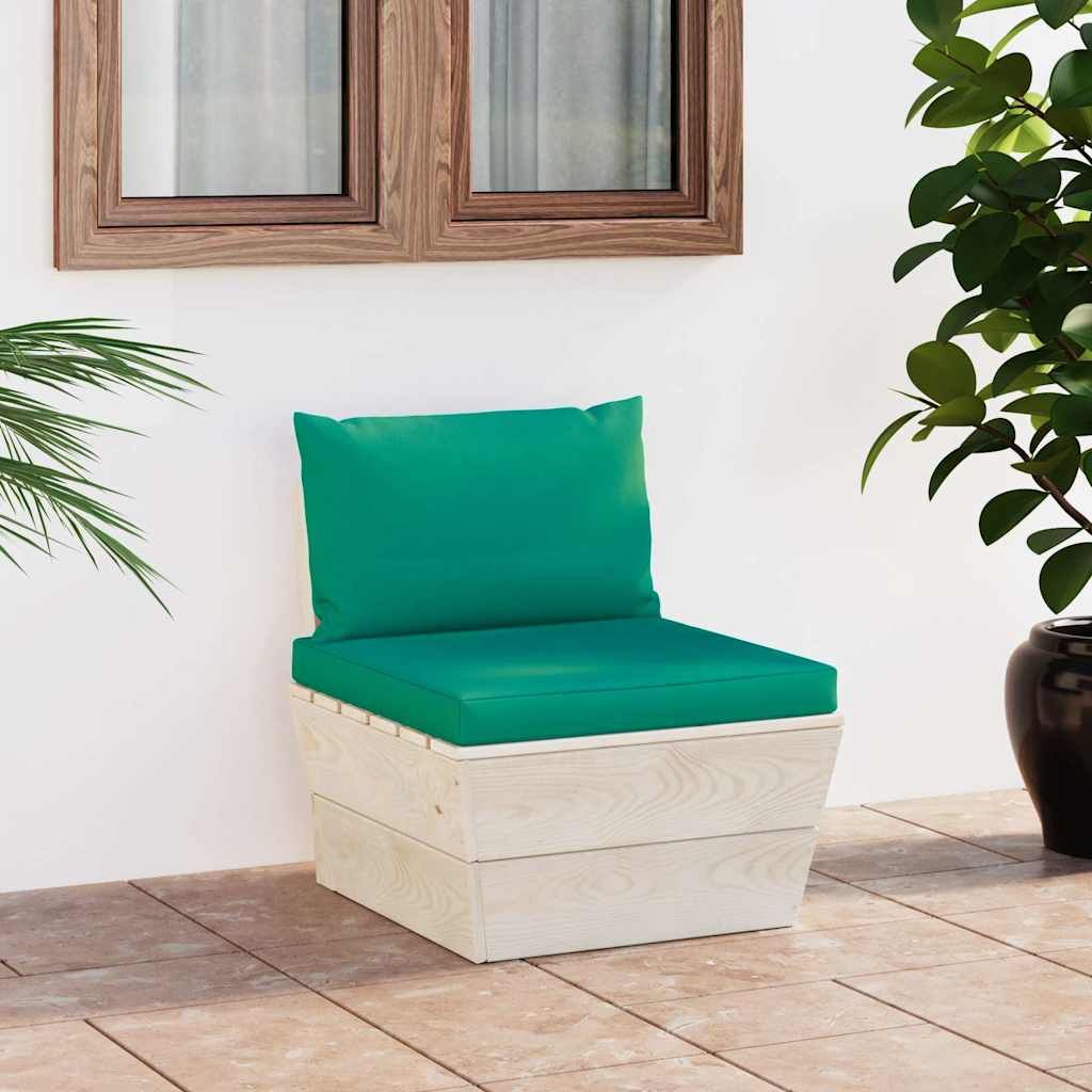 Divano Centrale da Giardino su Pallet e Cuscini Legno di Abete vidaXL