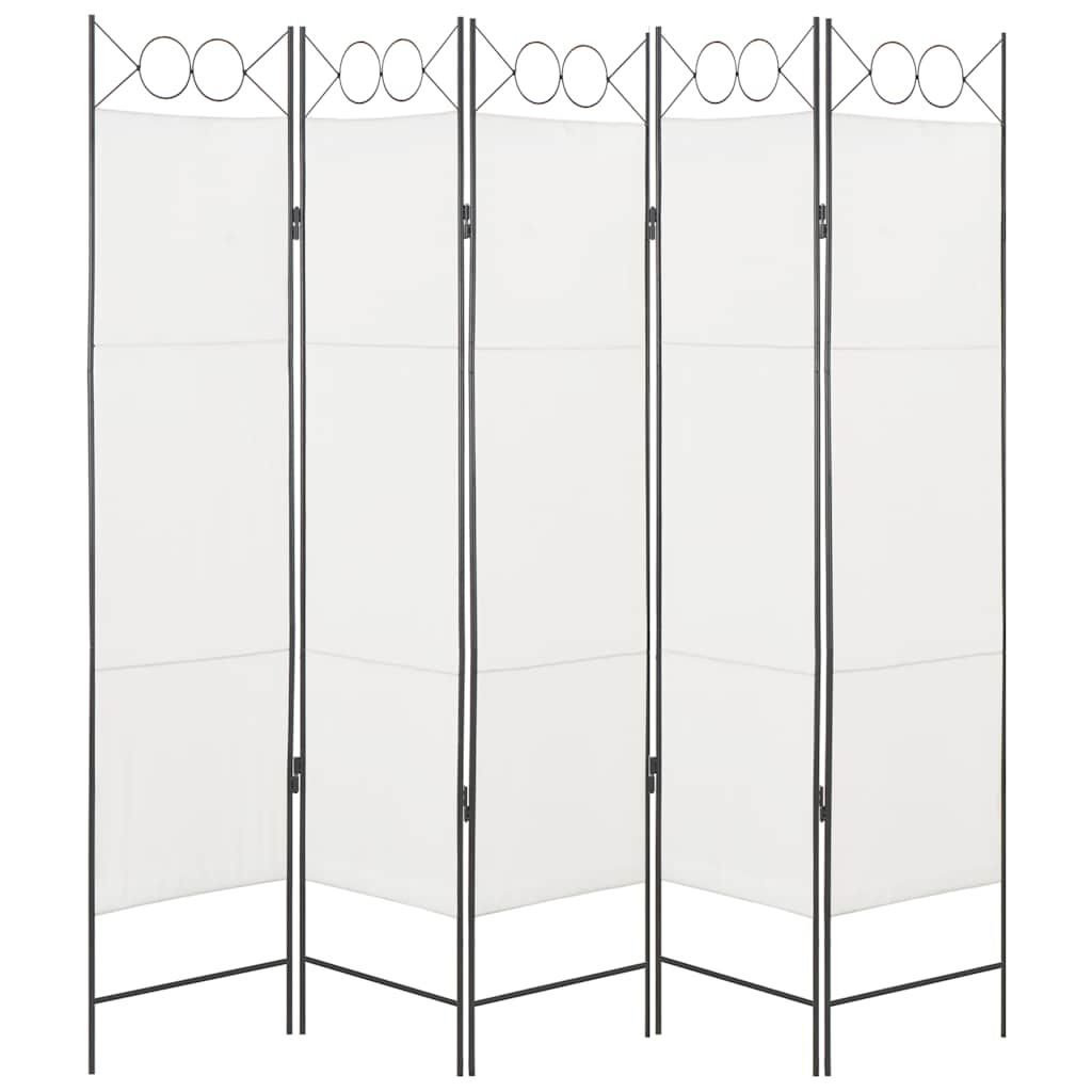 Paravento a 5 Pannelli Bianco 200x180 cm vidaXL