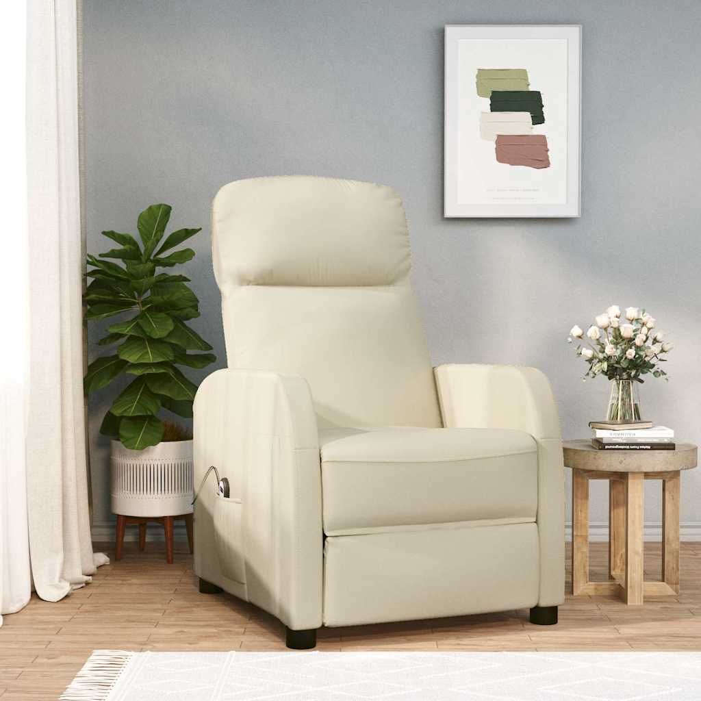 Poltrona Reclinabile Elettrica Bianco Crema in Similpelle vidaXL
