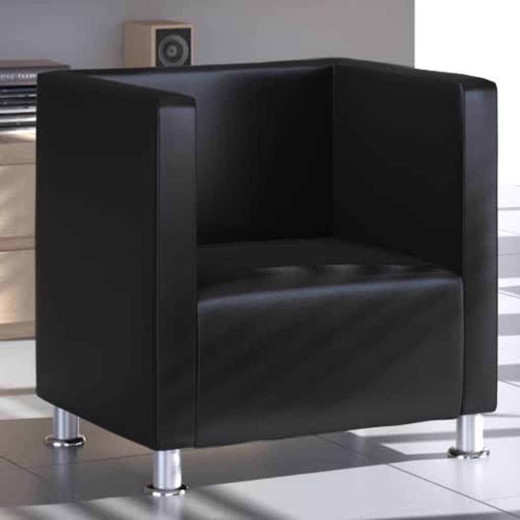 Poltrona a cubo nera in similpelle vidaXL