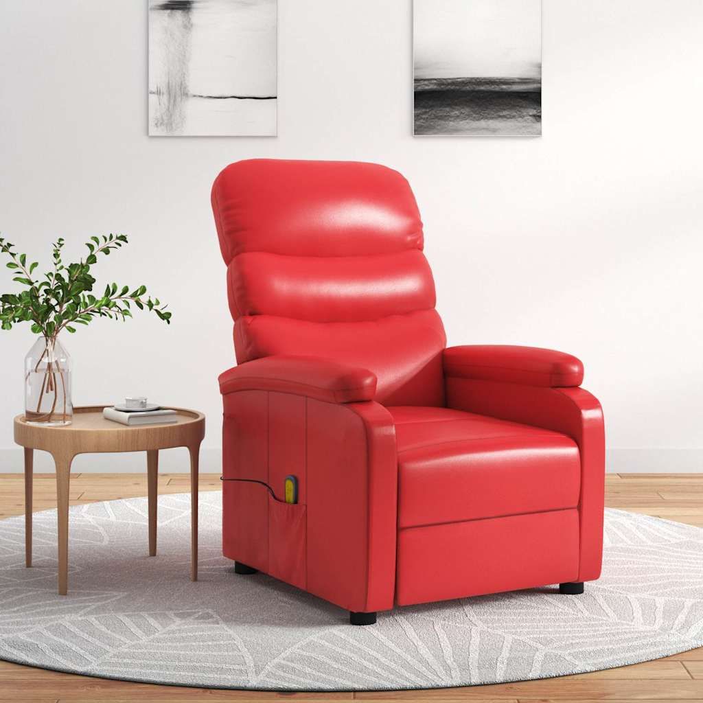 Poltrona Massaggiante Rossa in Similpelle vidaXL