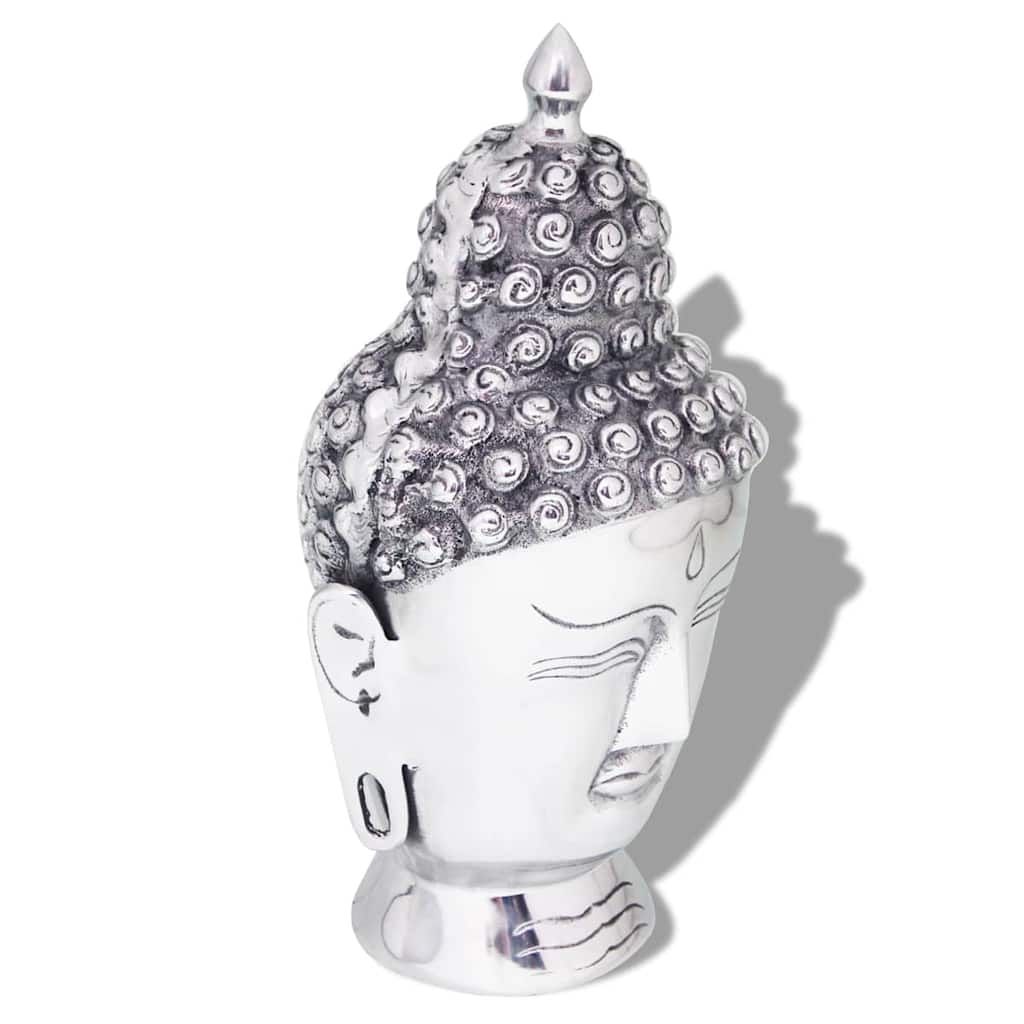 Testa di Buddha Decorazione in Alluminio Argento vidaXL