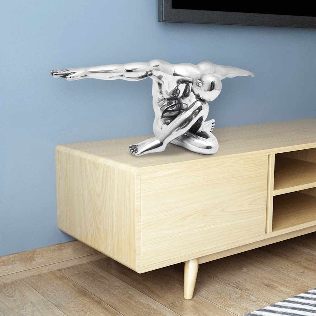 Figura Decorativa Pensatore Alluminio Argento vidaXL