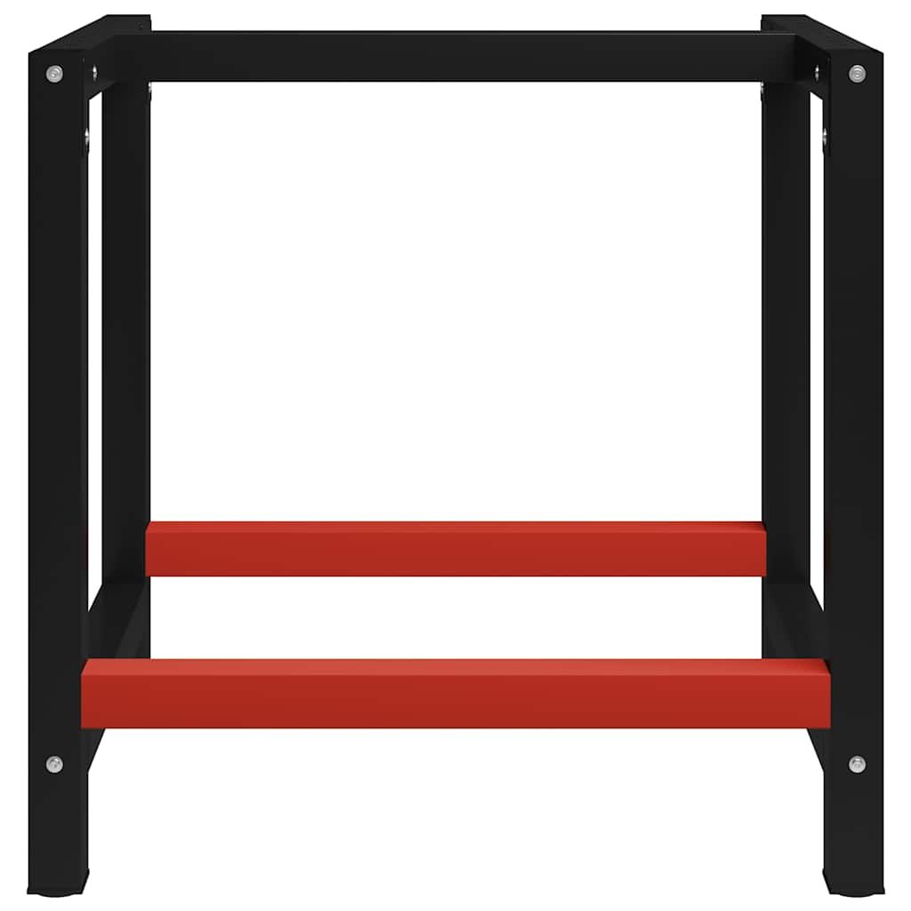 Telaio per Banco da Lavoro in Metallo 80x57x79 cm Nero e Rosso vidaXL