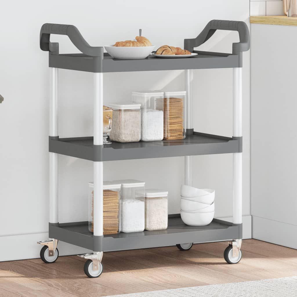Carrello a 3 Ripiani Grigio 81x41x92 cm in Alluminio vidaXL