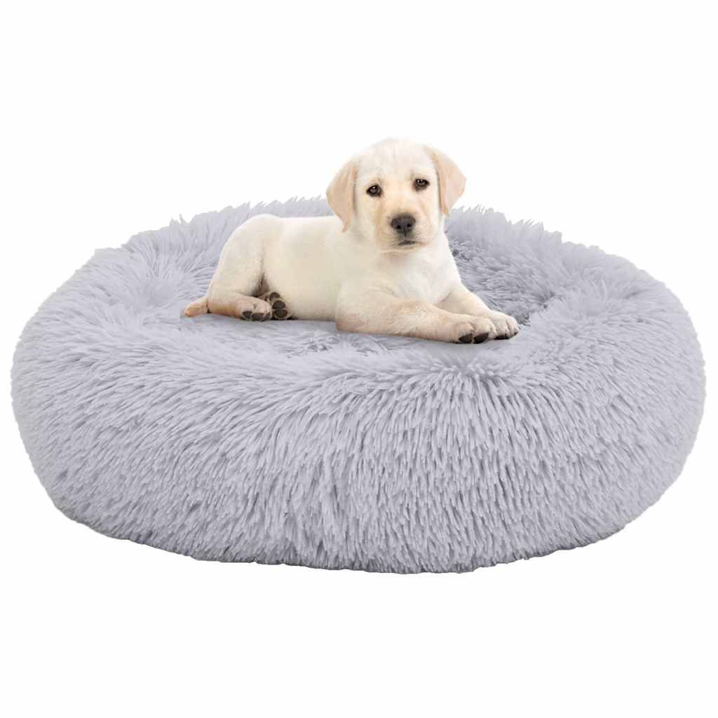 Cuscino Lavabile Cani e Gatti Grigio Chiaro 90x90x16 cm Peluche vidaXL
