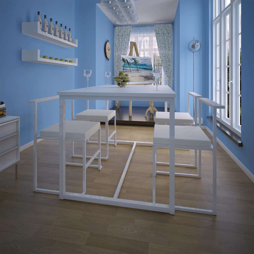 Set Tavolo e Sedie da Pranzo 5 pz Bianco vidaXL