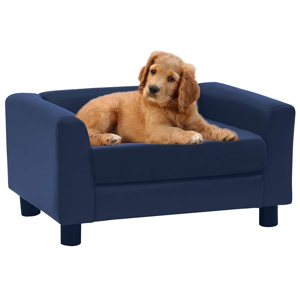 Divano per Cani Cuscino Blu 60x43x30cm Peluche Similpelle vidaXL