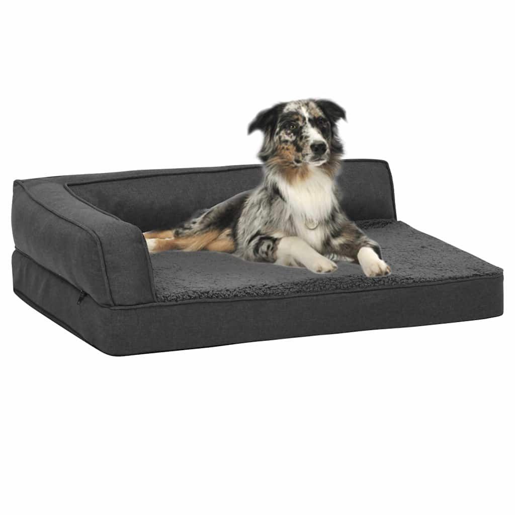 Materasso Ergonomico per Cani 75x53 cm Pile Lino Grigio Scuro vidaXL
