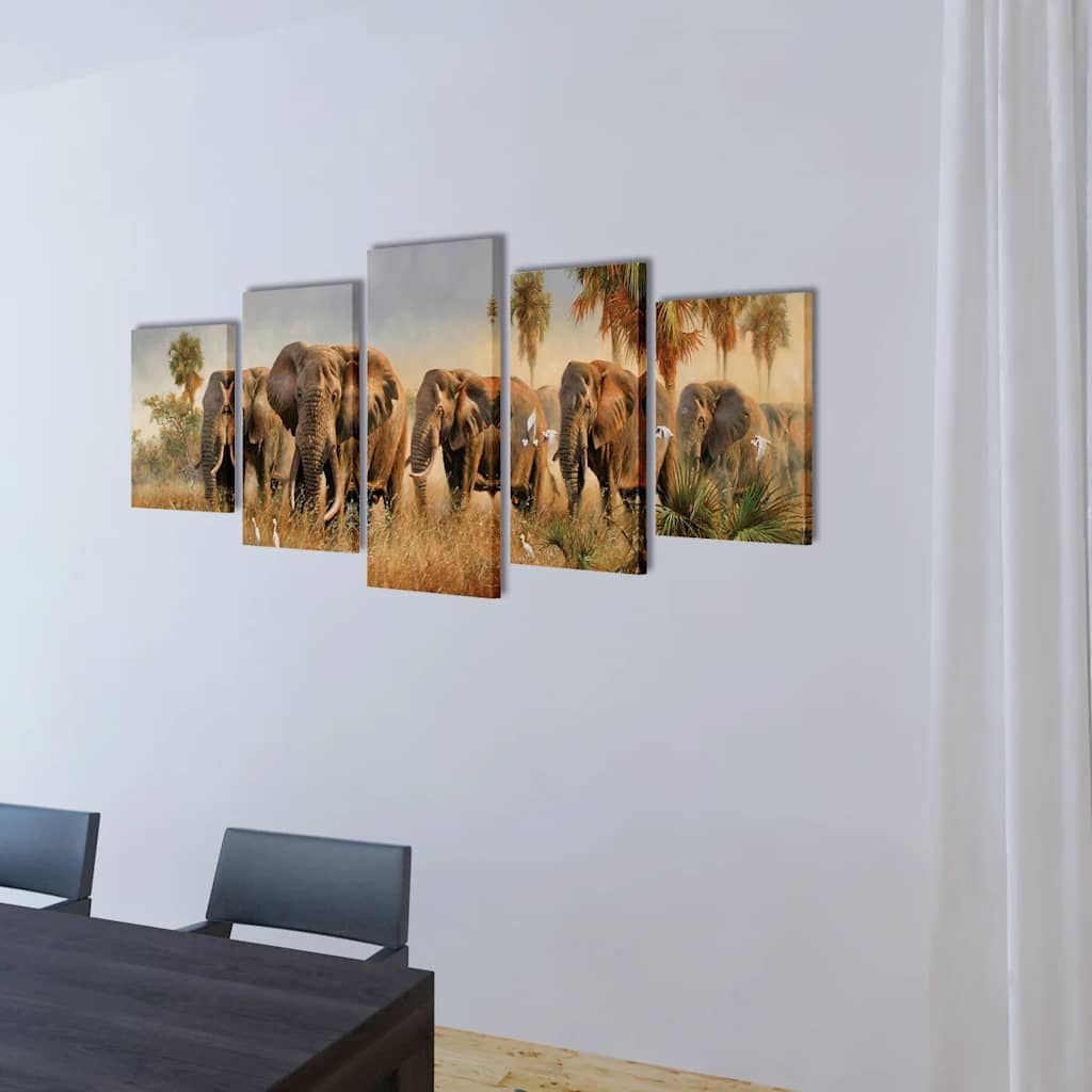 5 pz Set Stampa su Tela da Muro Leoni 100 x 50 cm vidaXL