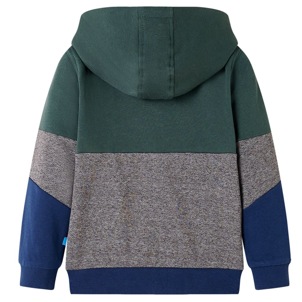 Felpa con Cappuccio e Cerniera per Bambini Verde Scuro 92 vidaXL