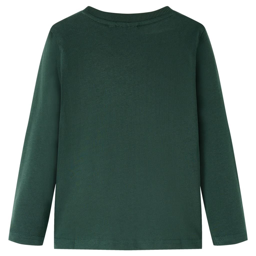 Maglietta da Bambino a Maniche Lunghe Verde Scuro 140 vidaXL
