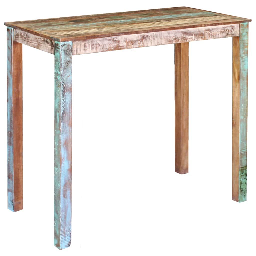 Set da Bar 5 pz in Legno Massello di Recupero e Vera Pelle vidaXL