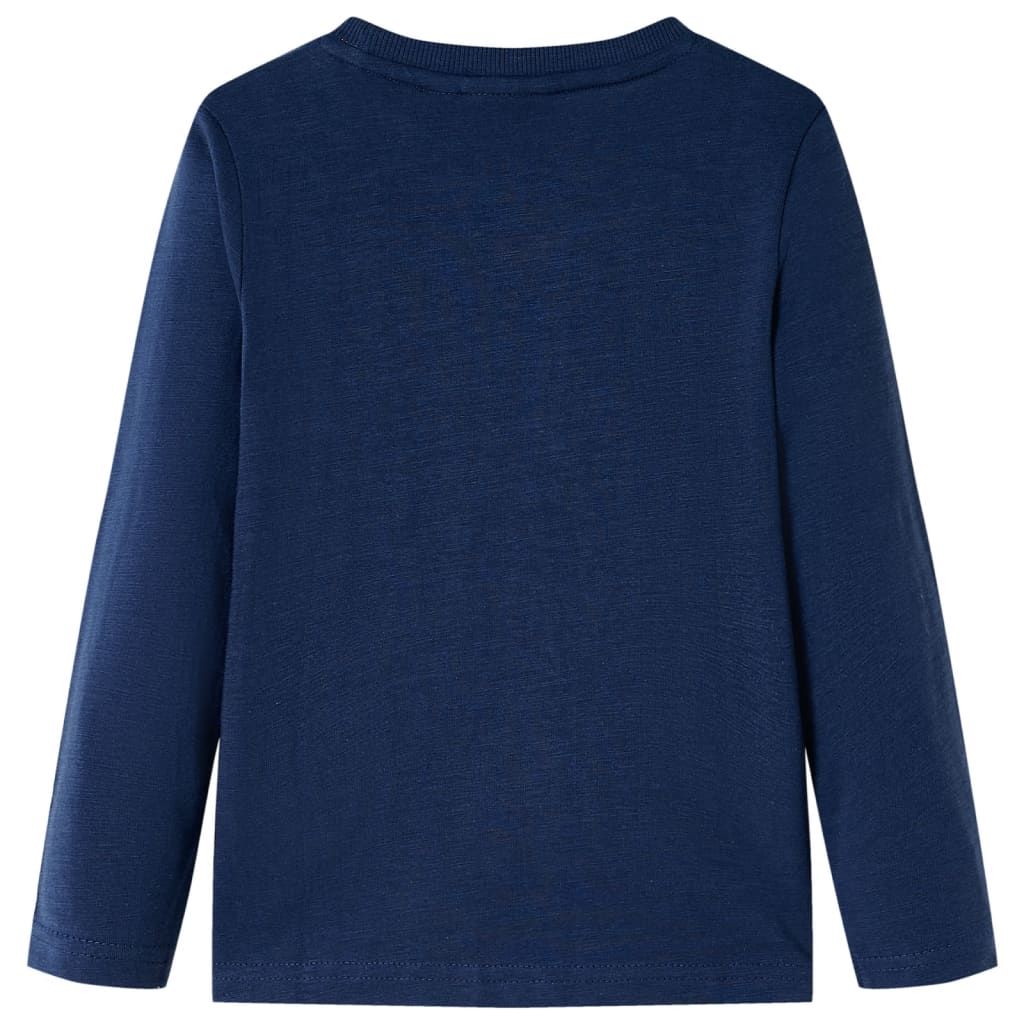 Maglietta Bambino Maniche Lunghe Blu Marino Mélange 140 vidaXL