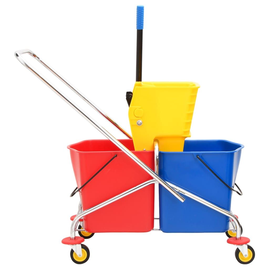 Carrello Pulizie con Secchi e Strizzatoio PP e Acciaio Cromato vidaXL