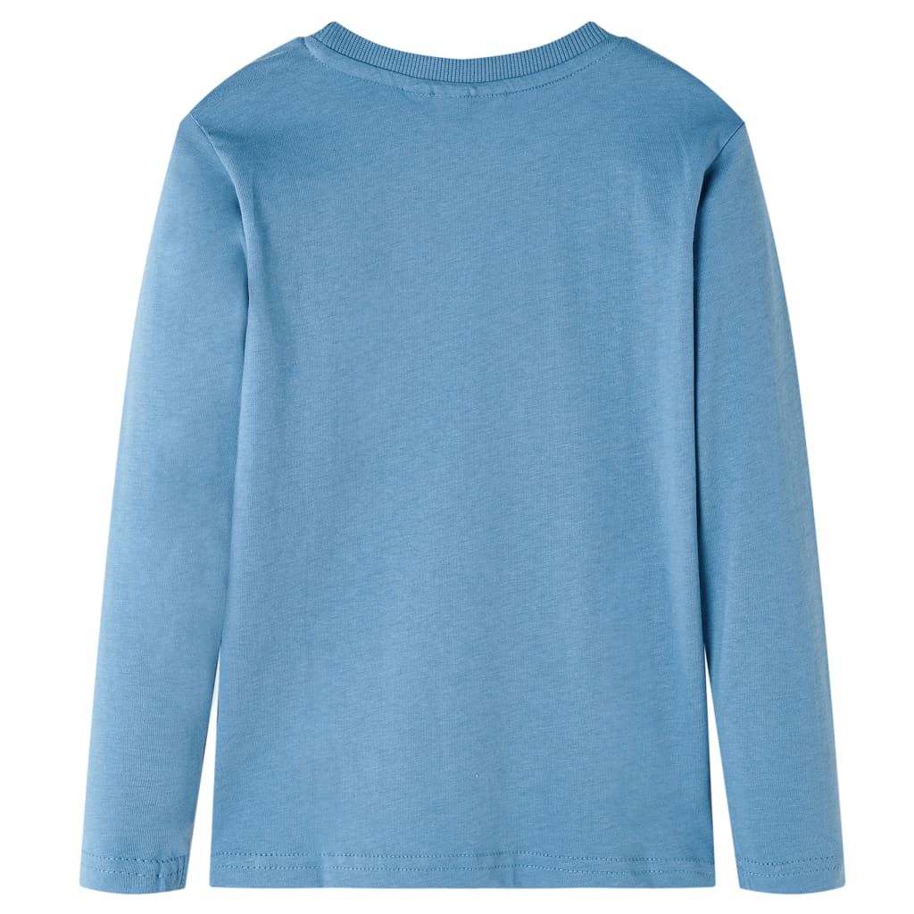 Maglietta da Bambino a Maniche Lunghe Blu Medio 116 vidaXL