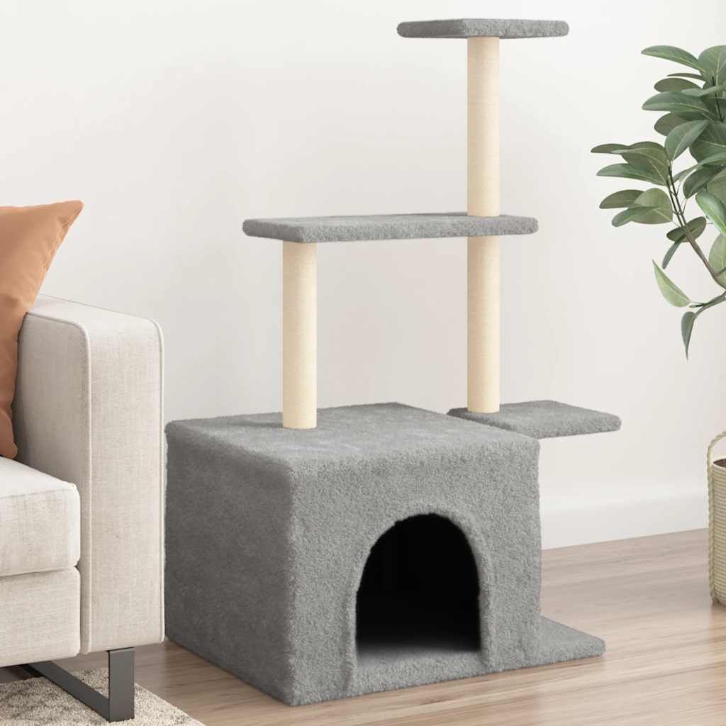 Albero per Gatti con Tiragraffi in Sisal Grigio Chiaro 110 cm vidaXL