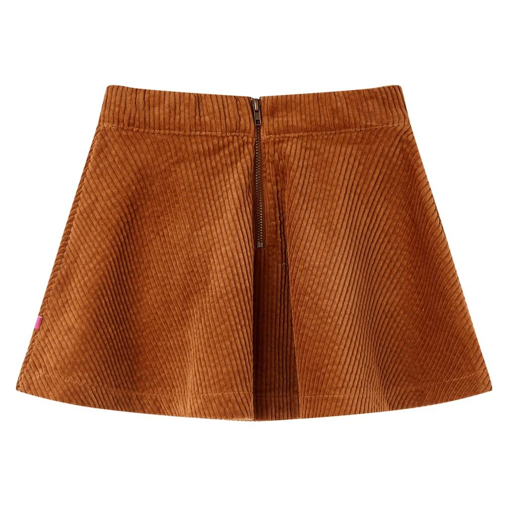 Gonna da Bambina con Tasche a Coste Cognac 128 vidaXL