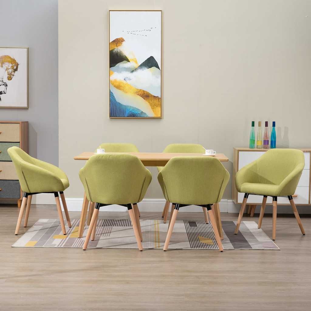 Sedie da Pranzo 6 pz Verde in Tessuto vidaXL