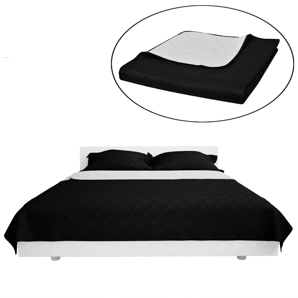 Copriletto Trapuntato a Doppia Faccia Nero/Bianco 170 x 210 vidaXL