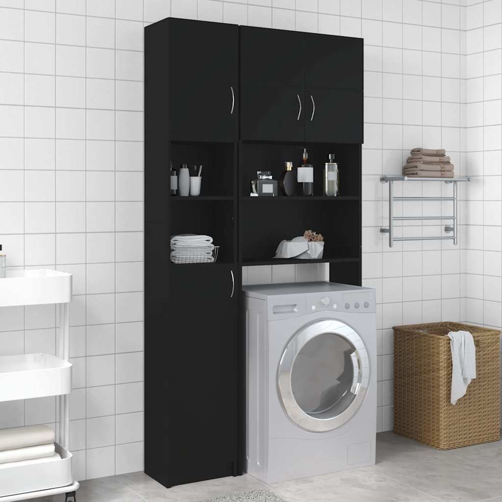 Set Mobili per Lavatrice Nero in Truciolato vidaXL