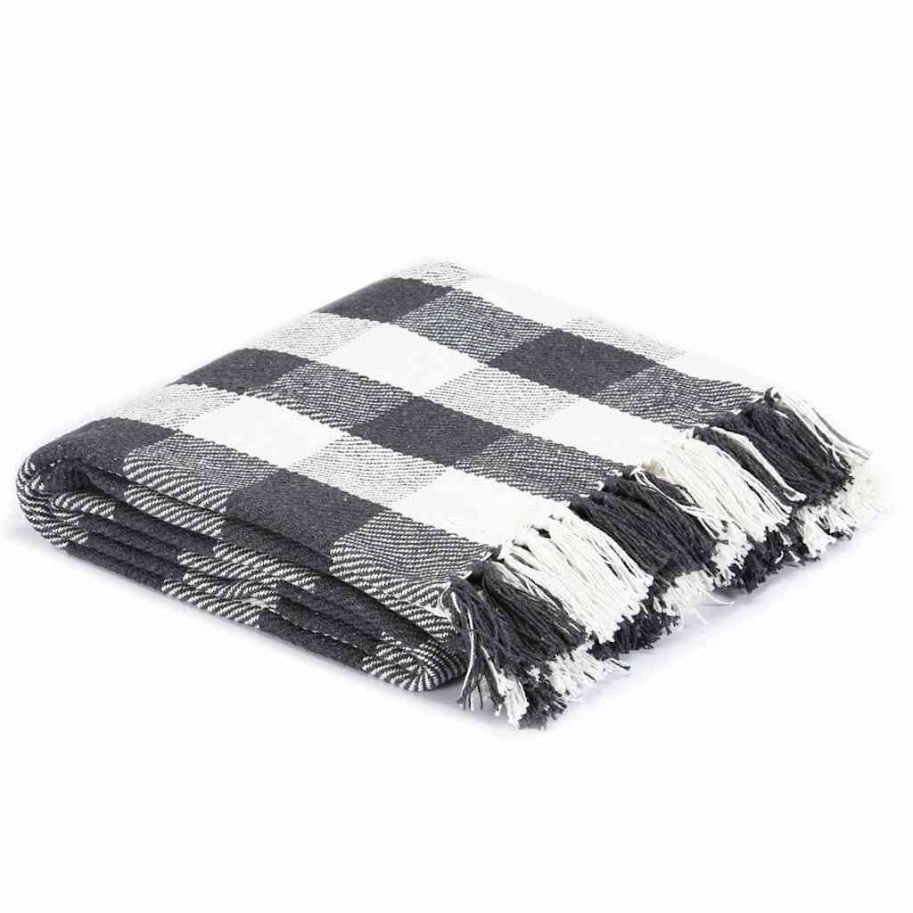 Copriletto a Quadri in Cotone 125x150 cm Antracite vidaXL