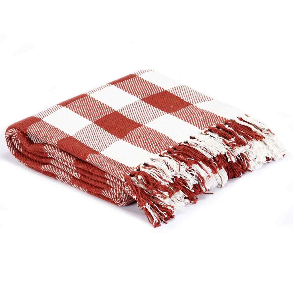 Copriletto a Quadri in Cotone 125x150 cm Rubino vidaXL